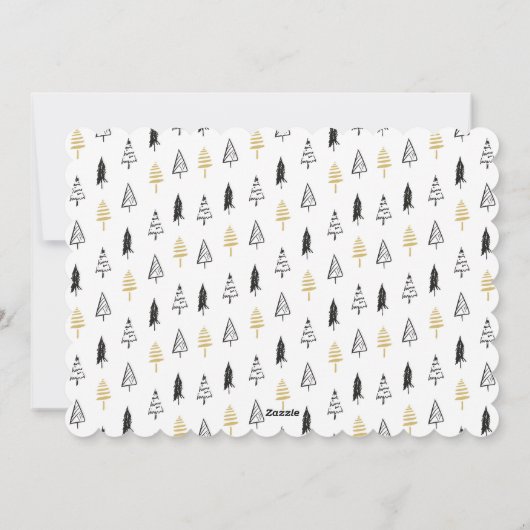 おもしろい金ゴールドブラックパインツリーミニマリストクリスマス シーズンカード (裏面)