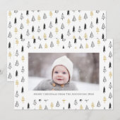 おもしろい金ゴールドブラックパインツリーミニマリストクリスマス シーズンカード (正面/裏面)