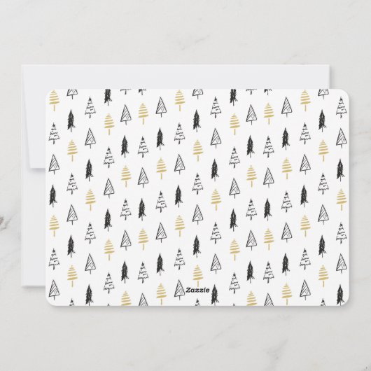 おもしろい金ゴールドブラックパインツリーミニマリストクリスマス シーズンカード (裏面)