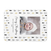 おもしろい金ゴールドブラックパインツリーミニマリストクリスマス マグネット (横)