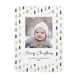 おもしろい金ゴールドブラックパインツリーミニマリストクリスマス マグネット