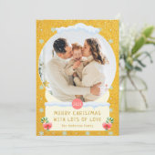 おもしろい金ゴールドメリークリスマススノーグローブフォトカード 招待状 (スタンド正面)