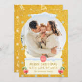 おもしろい金ゴールドメリークリスマススノーグローブフォトカード 招待状 (正面/裏面)