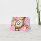 おもしろい金ゴールド時計祝退職 カード (正面)