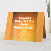 おもしろい金ゴールド誕生日カード カード (裏面)