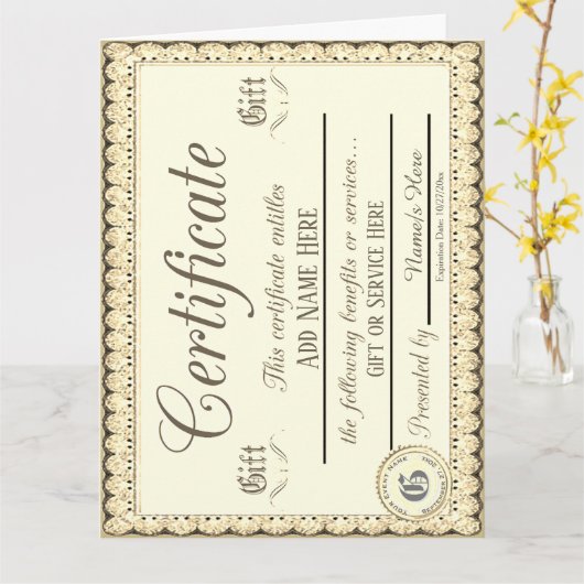 おもしろい金ゴールド贈与証 カード (黄色い花)