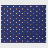 おもしろい金ゴールド、ピンク、コーラル水玉模様オンネービーブルー ラッピングペーパー (フラット)