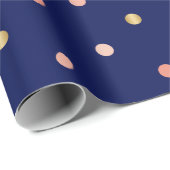 おもしろい金ゴールド、ピンク、コーラル水玉模様オンネービーブルー ラッピングペーパー (ロールコーナー)