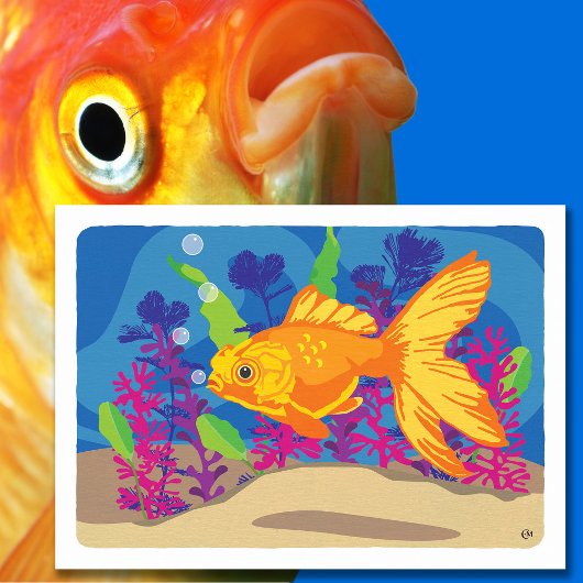 おもしろい金魚水族館空白の カード