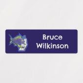 おもしろい釣り用の魚のパーソナライズされた漫画 ラベル (デザイン2)