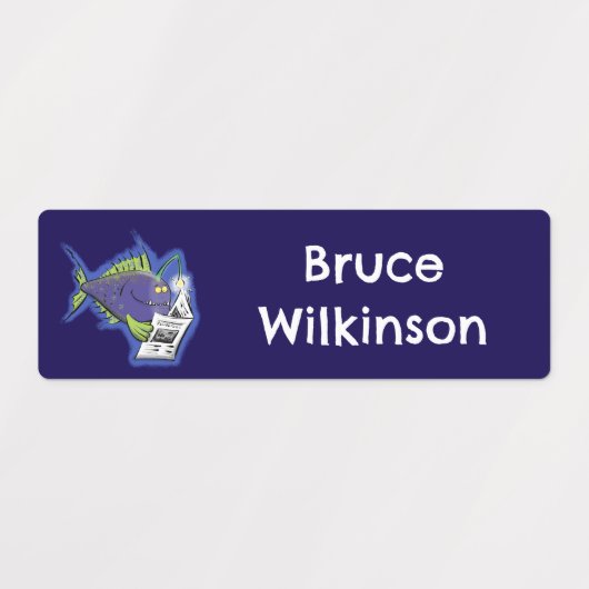 おもしろい釣り用の魚のパーソナライズされた漫画 ラベル (デザイン2)