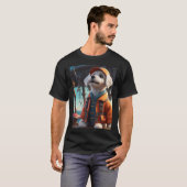 おもしろい釣り、アメリカ国旗を持つ漁師 Tシャツ (正面フル)