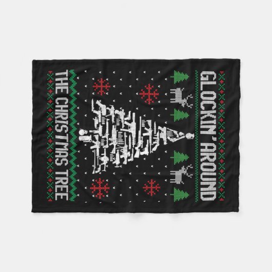 おもしろい銃の醜いクリスマスS銃愛好家の男性の女性 フリースブランケット (正面(横))