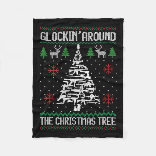 おもしろい銃の醜いクリスマスS銃愛好家の男性の女性 フリースブランケット (正面)