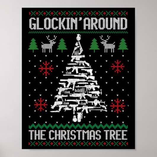 おもしろい銃の醜いクリスマスS銃愛好家の男性の女性 ポスター (正面)