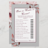 おもしろい錆ピンク赤面フローラブライダルシャワーゲーム (正面/裏面)