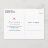 おもしろい鍵西ビーチ結婚式日付の保存 案内ポストカード (裏面)