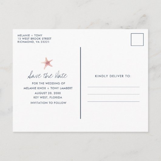 おもしろい鍵西ビーチ結婚式日付の保存 案内ポストカード (裏面)