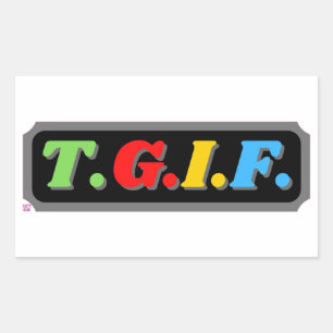 おもしろい長方形ステッカー「TGIF」 長方形シール