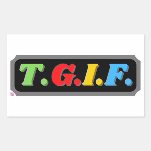 おもしろい長方形ステッカー「TGIF」 長方形シール (正面)