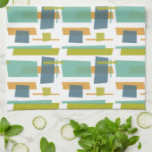 おもしろい長方形パターングリーンオレンジブルーレトロ キッチンタオル (折り畳み)