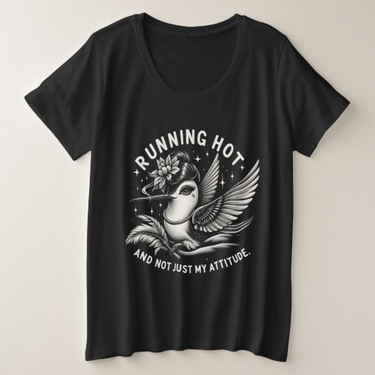 おもしろい閉経期ホットフラッシュプラスサイズティー プラスサイズTシャツ (デザイン正面)