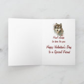 おもしろい間抜けウォーターカラーウルフバレンタインフレンドユーモア シーズンカード (内部)