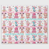 おもしろい間抜けガールの誕生日追加の名前squidバニードッグ ラッピングペーパー (フラット)