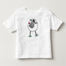 おもしろい間抜けヒツジと花、幼児のTシャツ