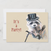 おもしろい間抜けフォーマル服飾ラクーン動物誕生日 招待状 (正面)