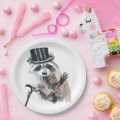 おもしろい間抜けフォーマル服飾ラクーン動物 ペーパープレート (パーティー)