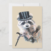 おもしろい間抜け装フォーマル装ラクーン動物パーティー 招待状 (正面)