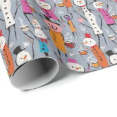 おもしろい間抜け雪だるまホットココアを飲む ラッピングペーパー (ロールコーナー)