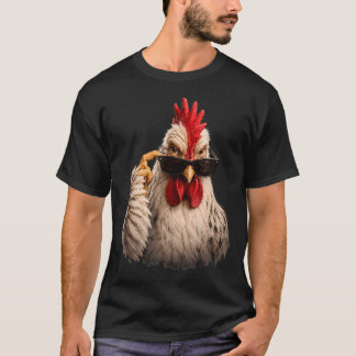 おもしろい雄鶏サングラス おもしろいニワトリ Tシャツ