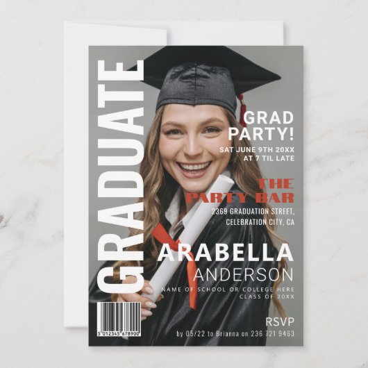 おもしろい雑誌表紙 |卒業パーティー 招待状 (正面)