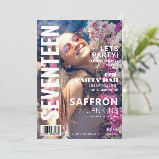 おもしろい雑誌表紙 |誕生日パーティー 招待状 (スタンド正面)