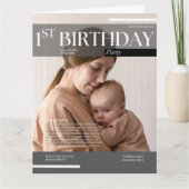 おもしろい雑誌1回目の誕生日 カード (正面)