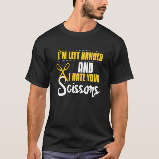 おもしろい離れ手にハサミの理容師 Tシャツ (正面)