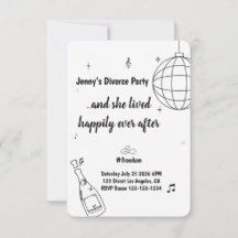 おもしろい離婚パーティーの招待状 RSVP 近代的な自由