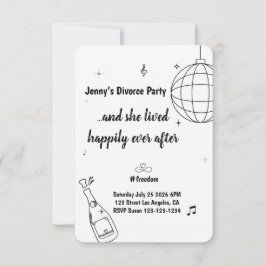 おもしろい離婚パーティーの招待状 RSVP 近代的な自由