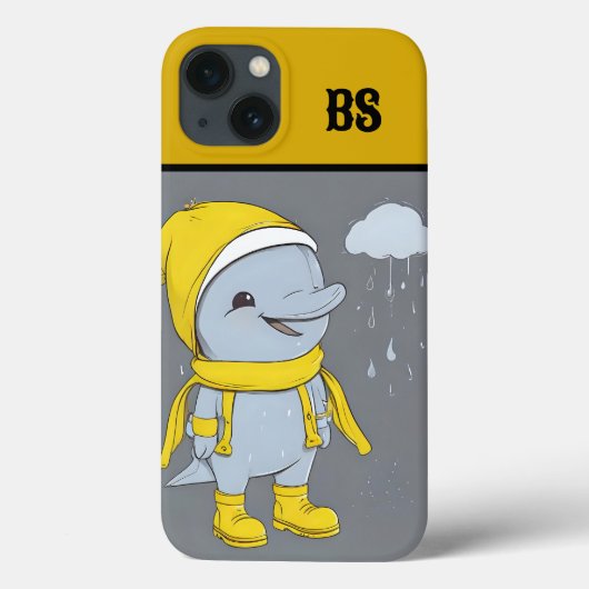 おもしろい雨の中のイルカ – ビーチユーモア Case-Mate iPhoneケース (裏面)