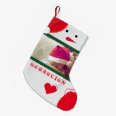 おもしろい雪だるまあなたの写真名かわいいベビー幼児レッド スモールクリスマスストッキング (正面 (吊り時))