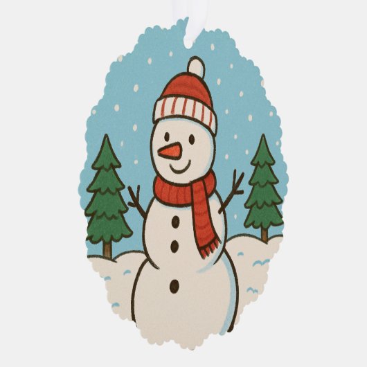 おもしろい雪だるまかわいいクリスマス オーナメントカード (右)