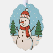 おもしろい雪だるまかわいいクリスマス オーナメントカード (左)
