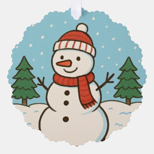 おもしろい雪だるまかわいいクリスマス オーナメントカード (正面)