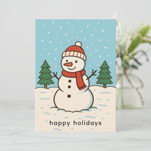 おもしろい雪だるまかわいいクリスマス シーズンカード (スタンド正面)