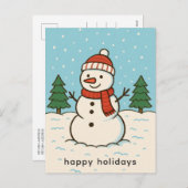 おもしろい雪だるまかわいいクリスマス シーズンポストカード (正面/裏面)