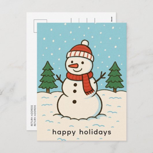 おもしろい雪だるまかわいいクリスマス シーズンポストカード (正面/裏面)