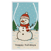 おもしろい雪だるまかわいいクリスマス スモールペーパーバッグ (裏面)