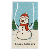 おもしろい雪だるまかわいいクリスマス スモールペーパーバッグ (正面)
